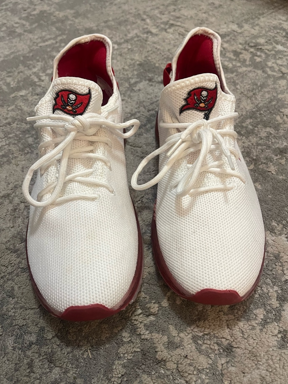 Tampa Bay Buccaneers White and Red Athletic Sneakers with Team Logo
